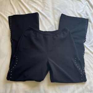 Vintage Y2K Zoey & Beth black cut out silver rhinestone flare pants size large